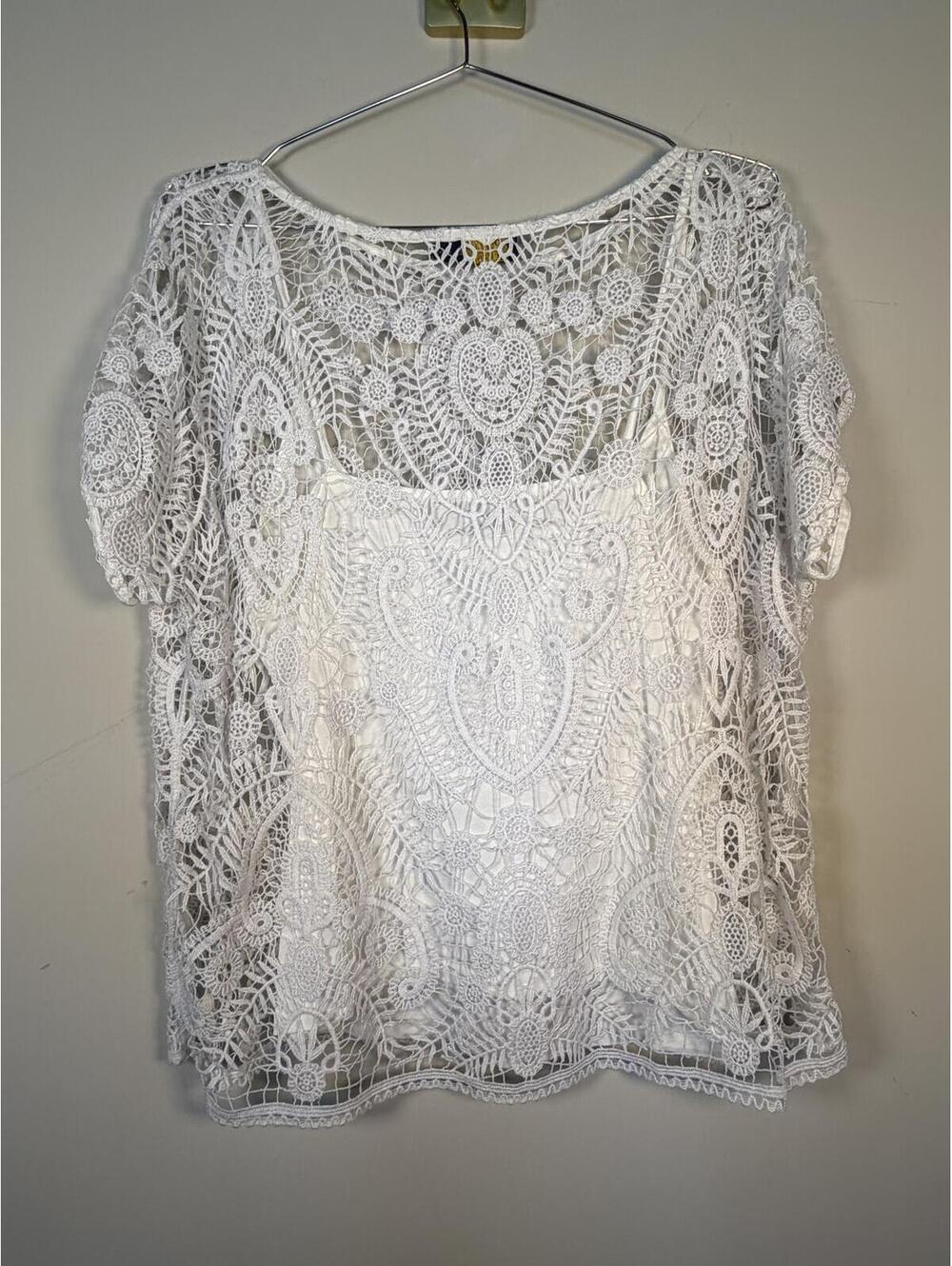 Polo Ralph Lauren white crochet top with white undershirt size Medium - Picture 7 of 7